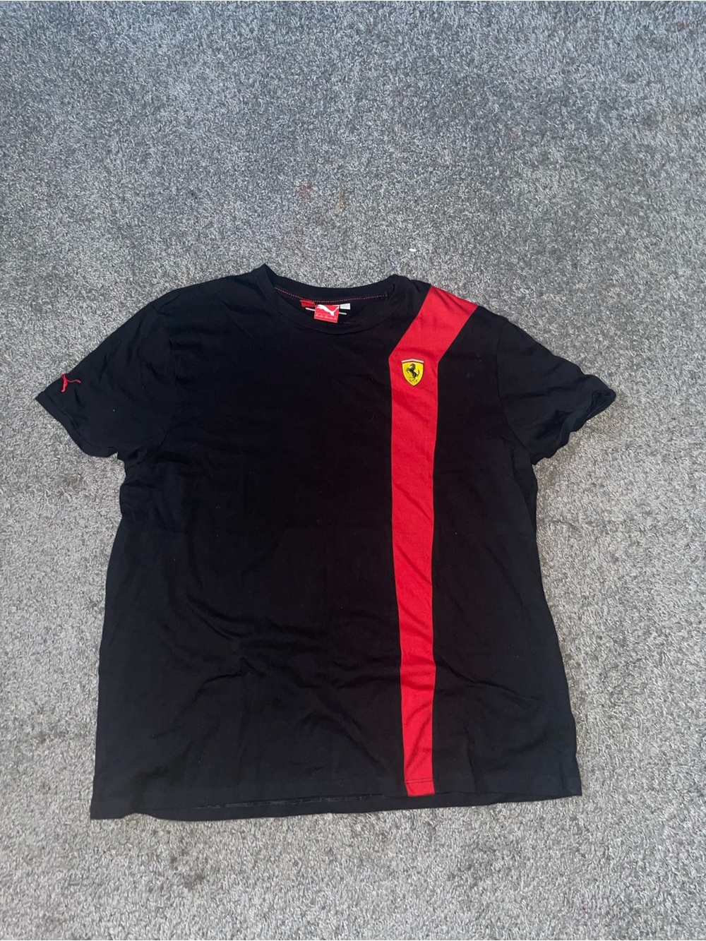Puma Scuderia Ferrari T Shirt XXL Black Red Stripe F1 Racing Logo Mens Tee